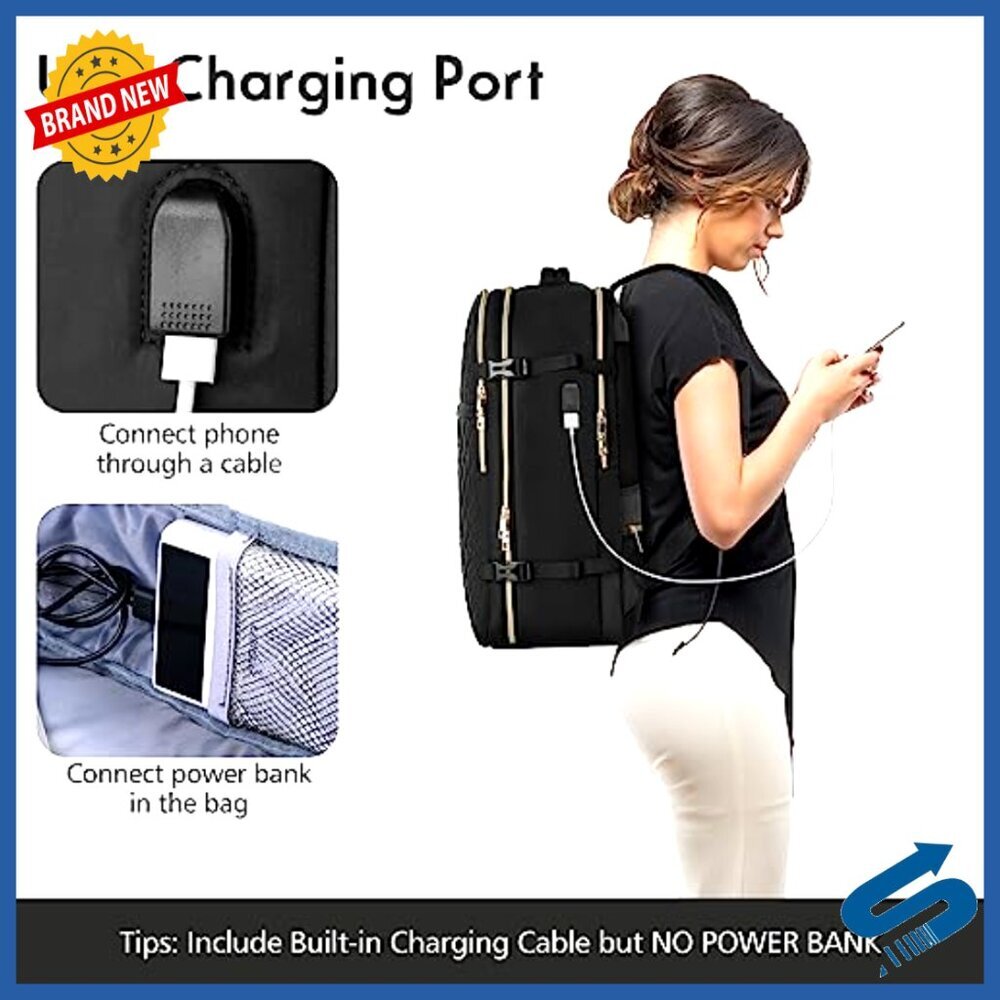 Travel Backpack with USB Port, 15.6 Inch Laptop Compartment, 3 Packing Cubes, - Picture 5 of 6